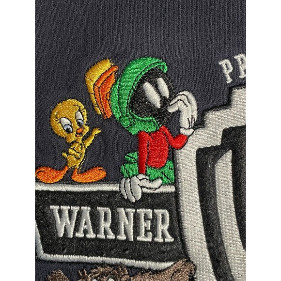 Vintage Looney Tunes Warner Bros Crewneck Sweatshirt Cartoon Embroidered READ - Picture 3 of 11